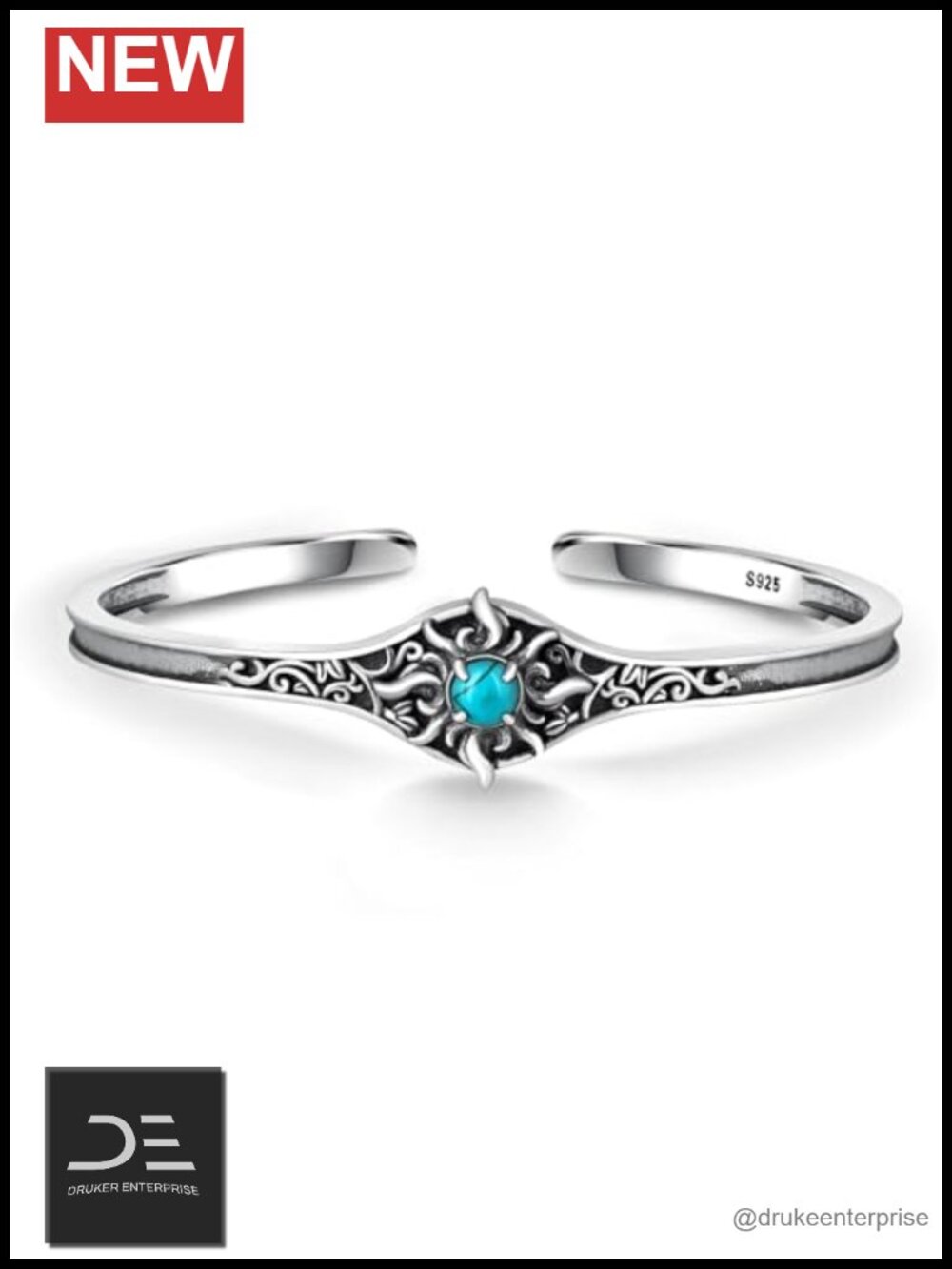 Genuine Turquoise Cuff Bracelet 925 Sterling Silver Western Adjustable